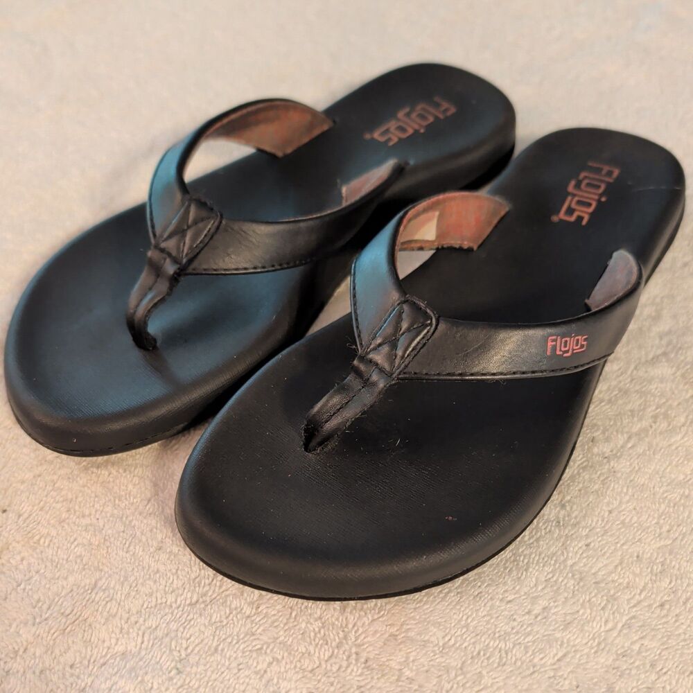 Flojos Womens Size 9 Black  Flip Flop Thong Sandals